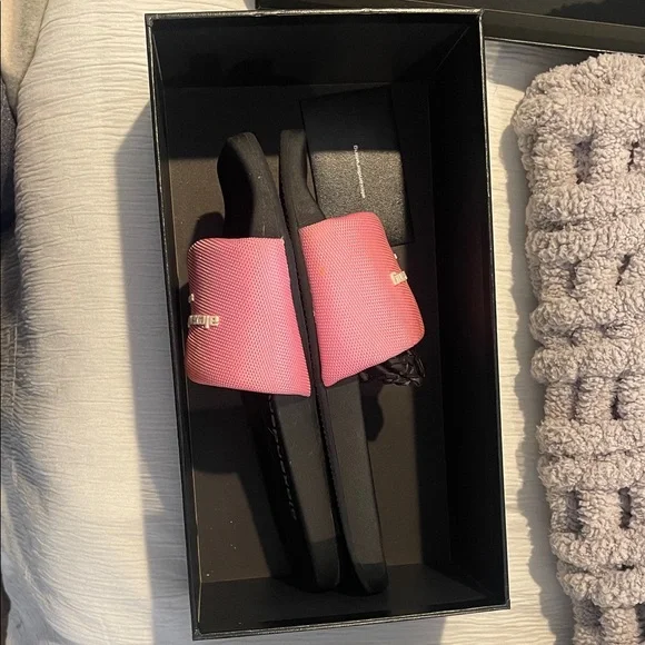 Alexander Wang Pink and Black Logo Slide Sandals - Picture 3 of 4